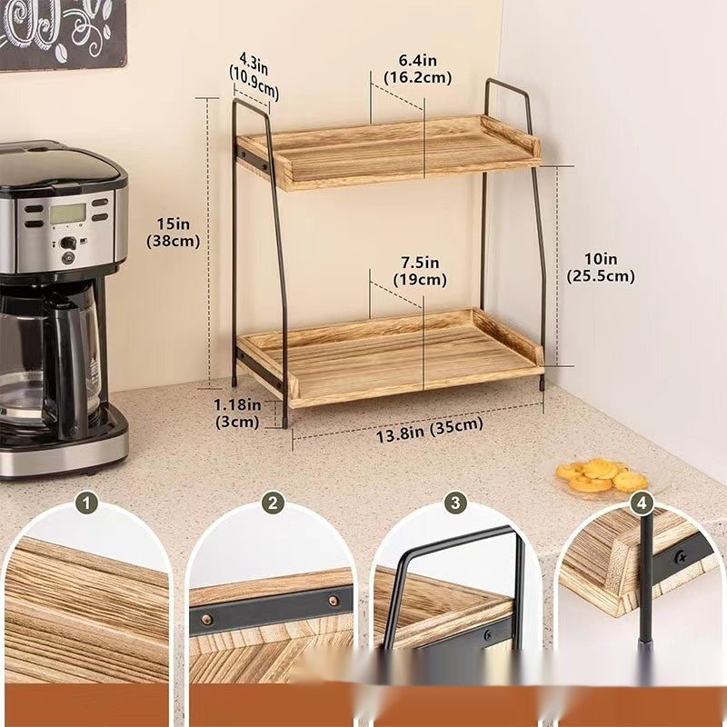 Wooden Kitchen Seasoning Rack Storage Rack
