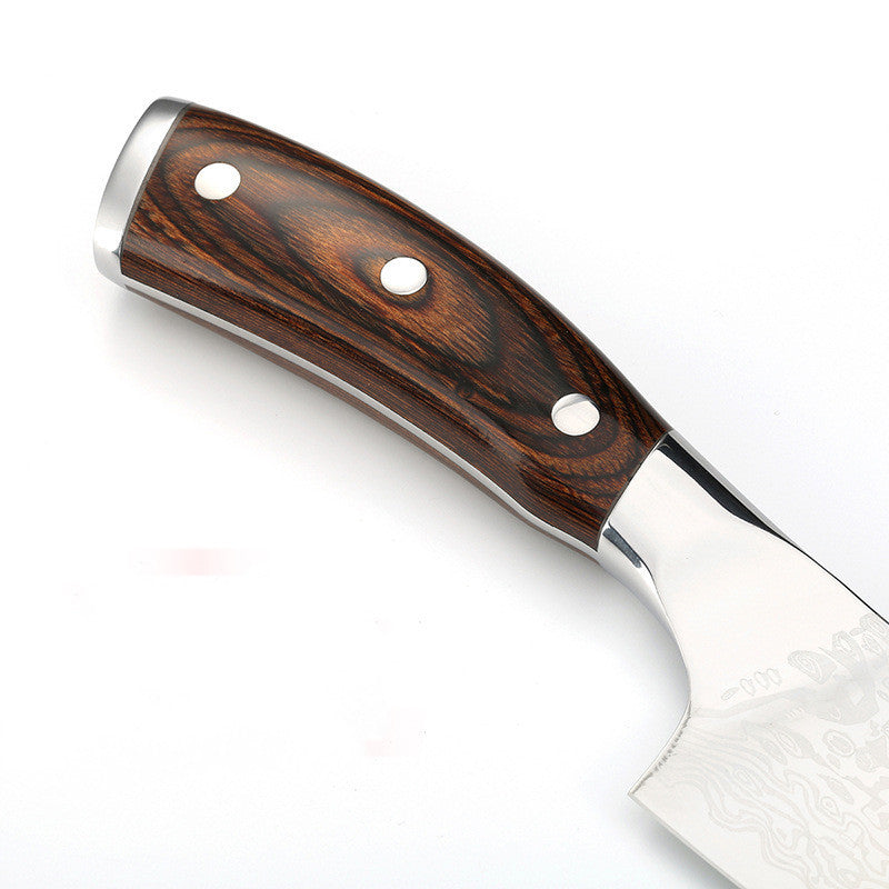 Damascus Leather Kitchen Knife